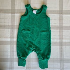 Hanna Andersson Baby Overalls in Green French Terry, 3-6mo